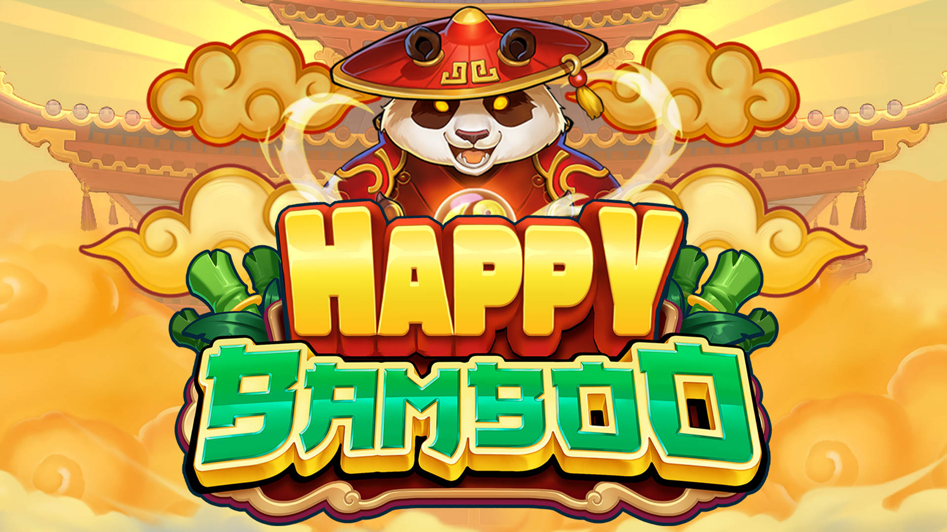 Happy Bamboo-speltitel med en animerad panda i traditionell kinesisk klädsel.