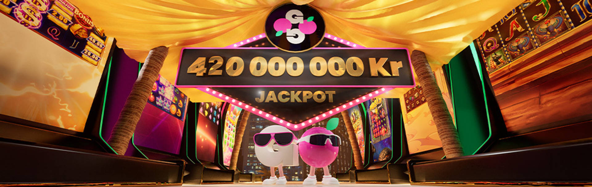 420 000 000 Kr Jackpot med tecknade figurer.