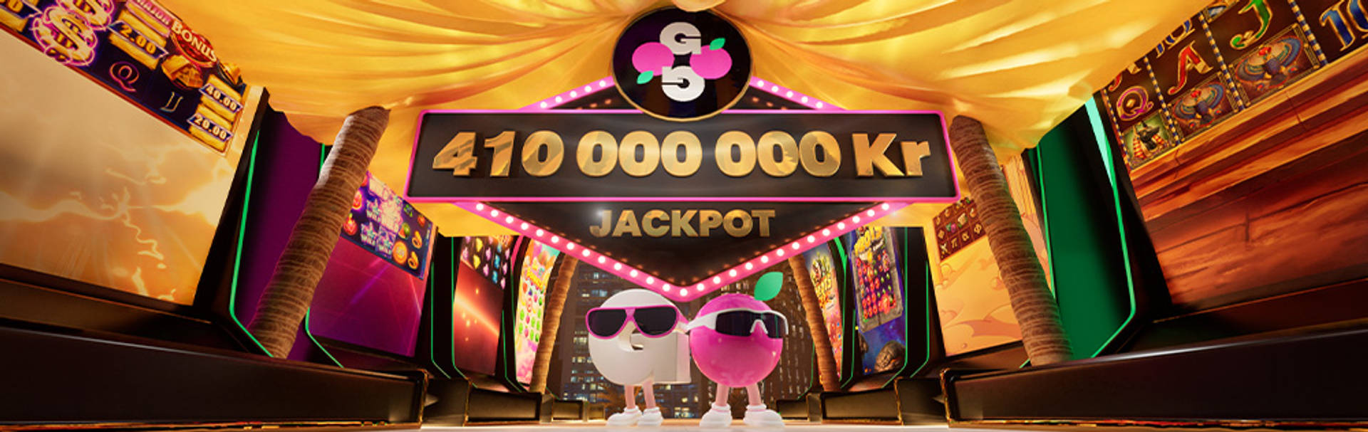 410 000 000 Kr Jackpot med tecknade figurer.