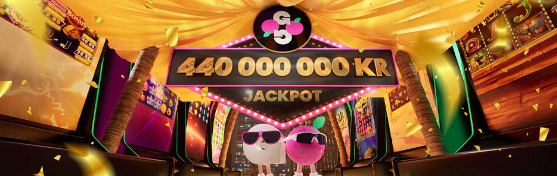 440 000 000 Kr Jackpot med tecknade figurer.