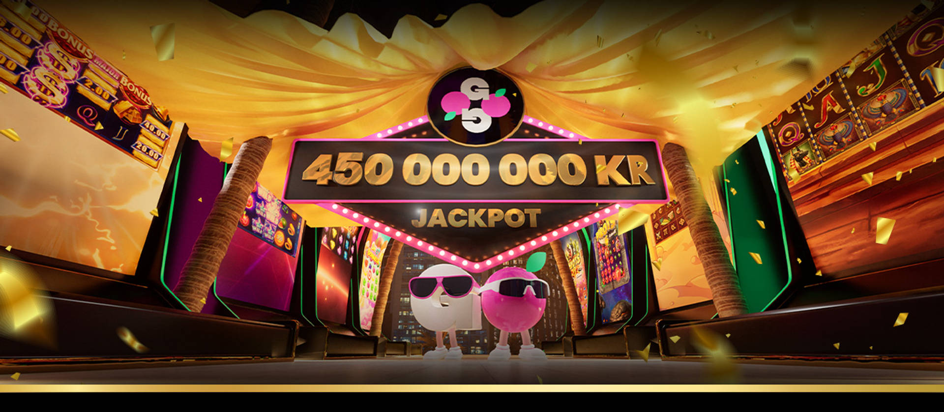 450 000 000 Kr Jackpot med tecknade figurer.