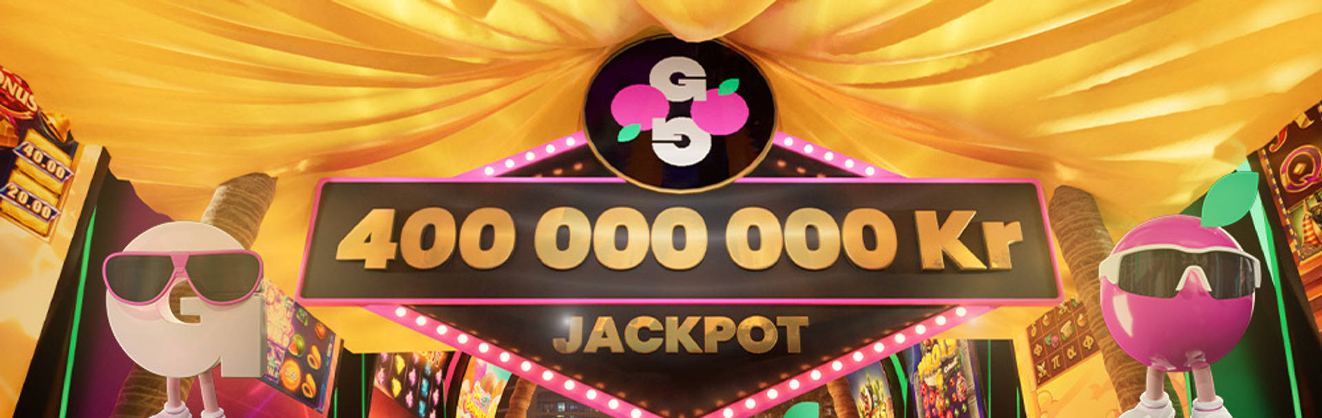 400 000 000 Kr Jackpot med tecknade figurer.