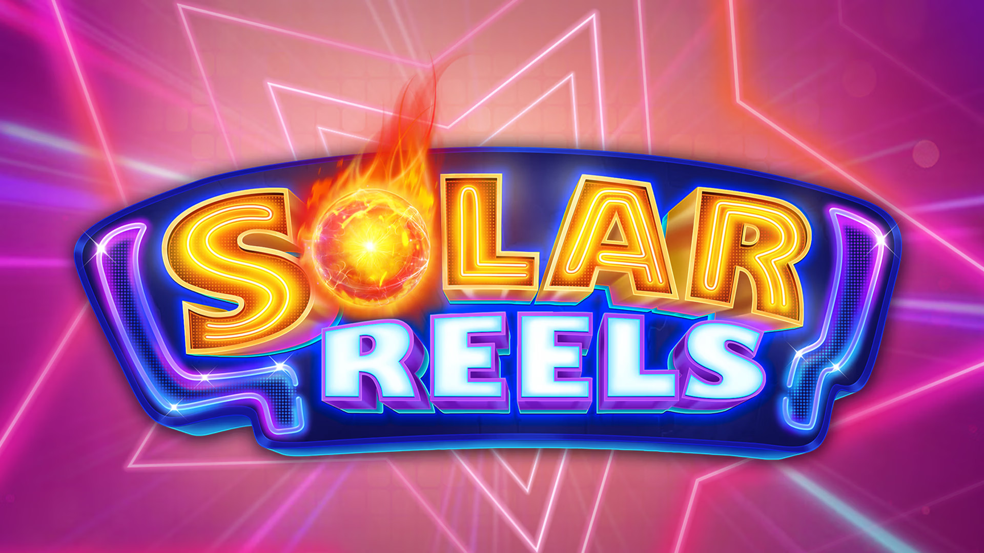 Solar Reels logotyp med en brinnande sol på en rosa bakgrund.