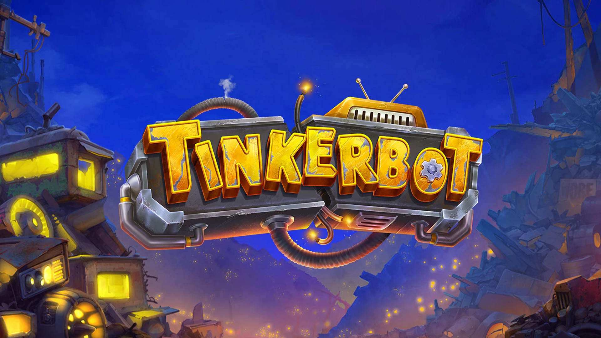 En hög med skrot i bakgrunden sätter scenen för Tinkerbot slot.
