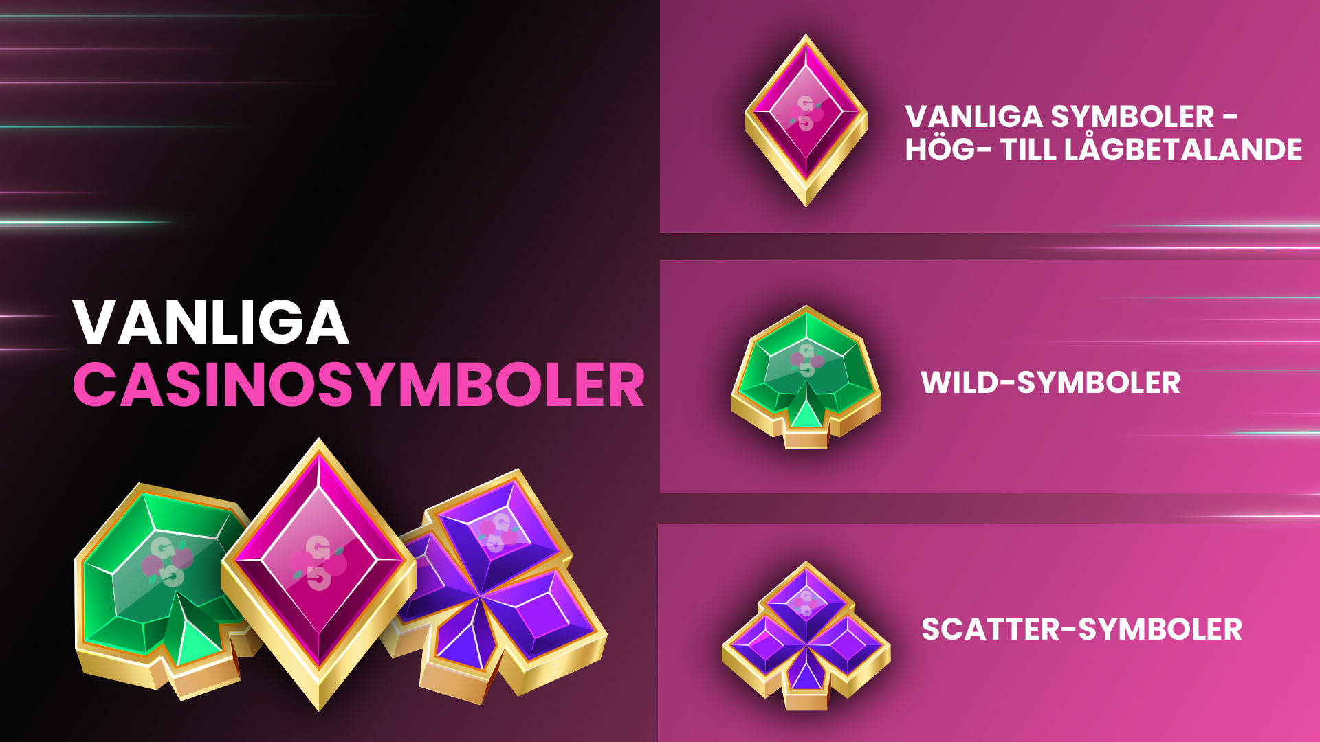 Vilka är de typiska symbolerna på en spelautomat.