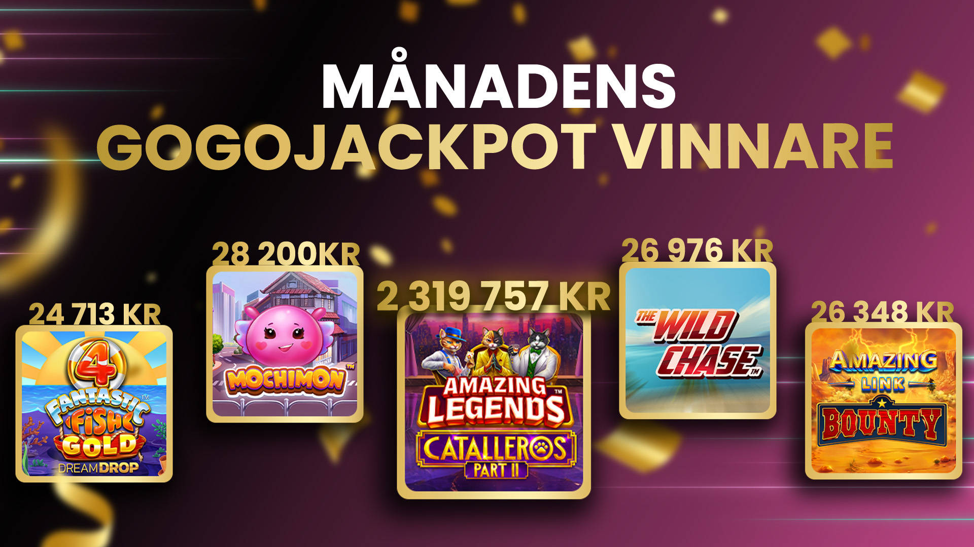 GoGoJackpot: Topp 5 största vinsterna för juni 2026.