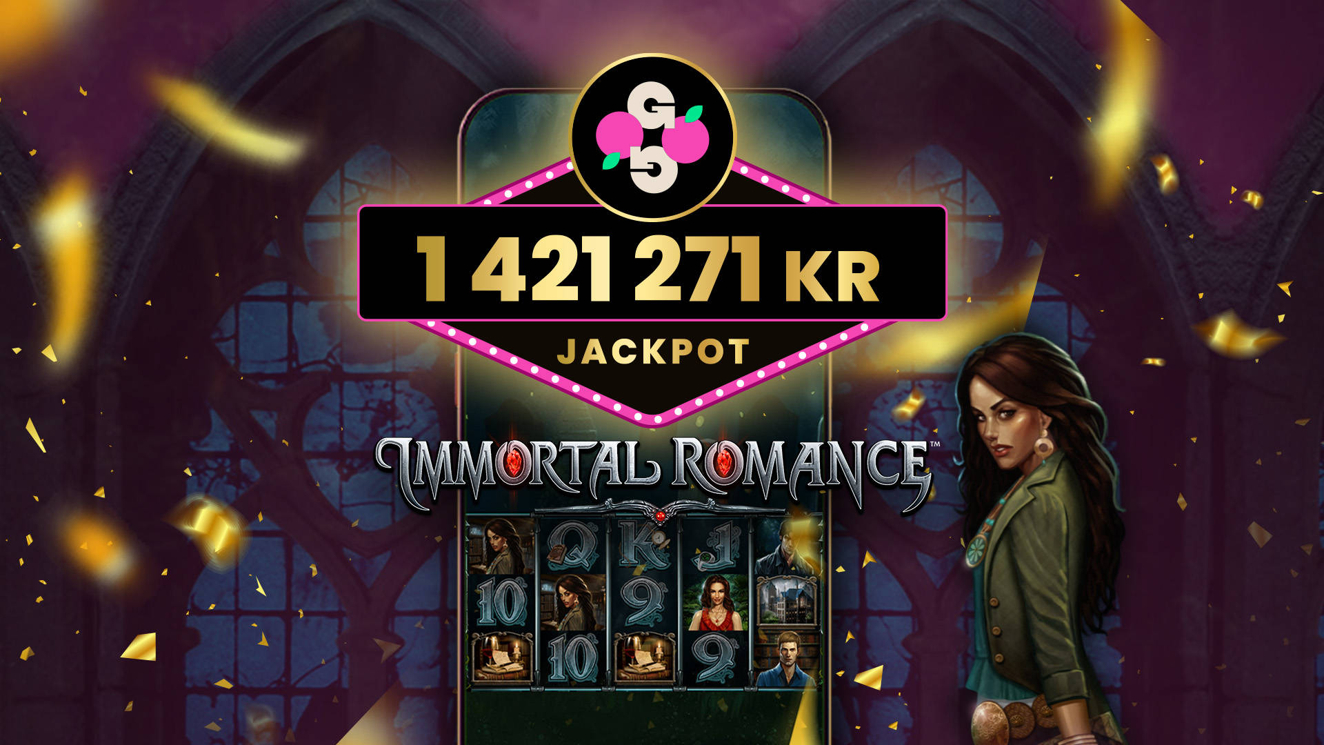GoGoJackpot MAJOR vinst på över 1,4 miljoner kronor i Immortal Romance slots