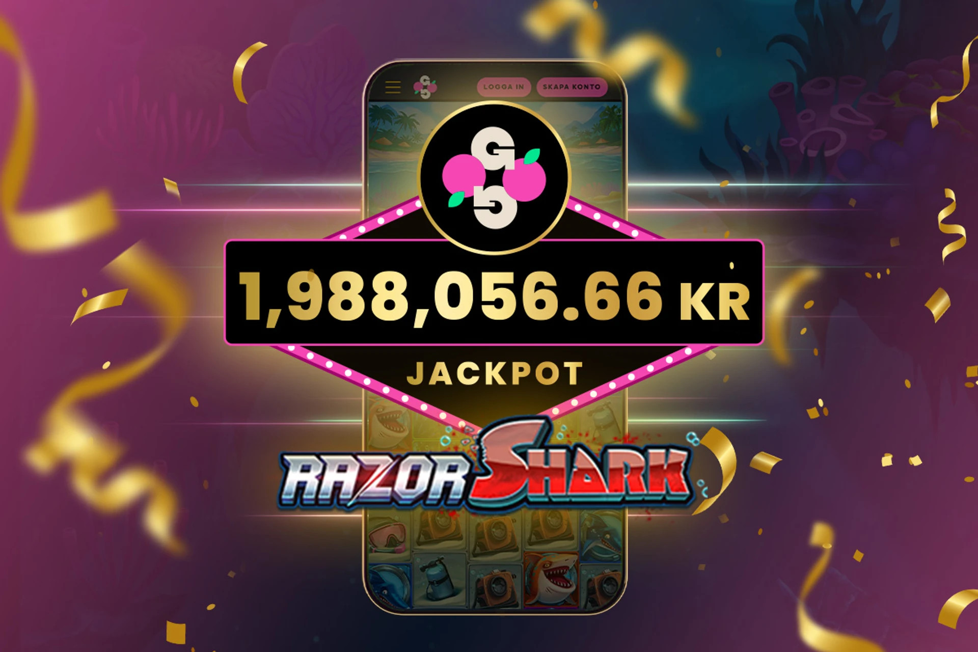 En spelare vann över 1,9 miljoner kronor på Razor Shark slot
