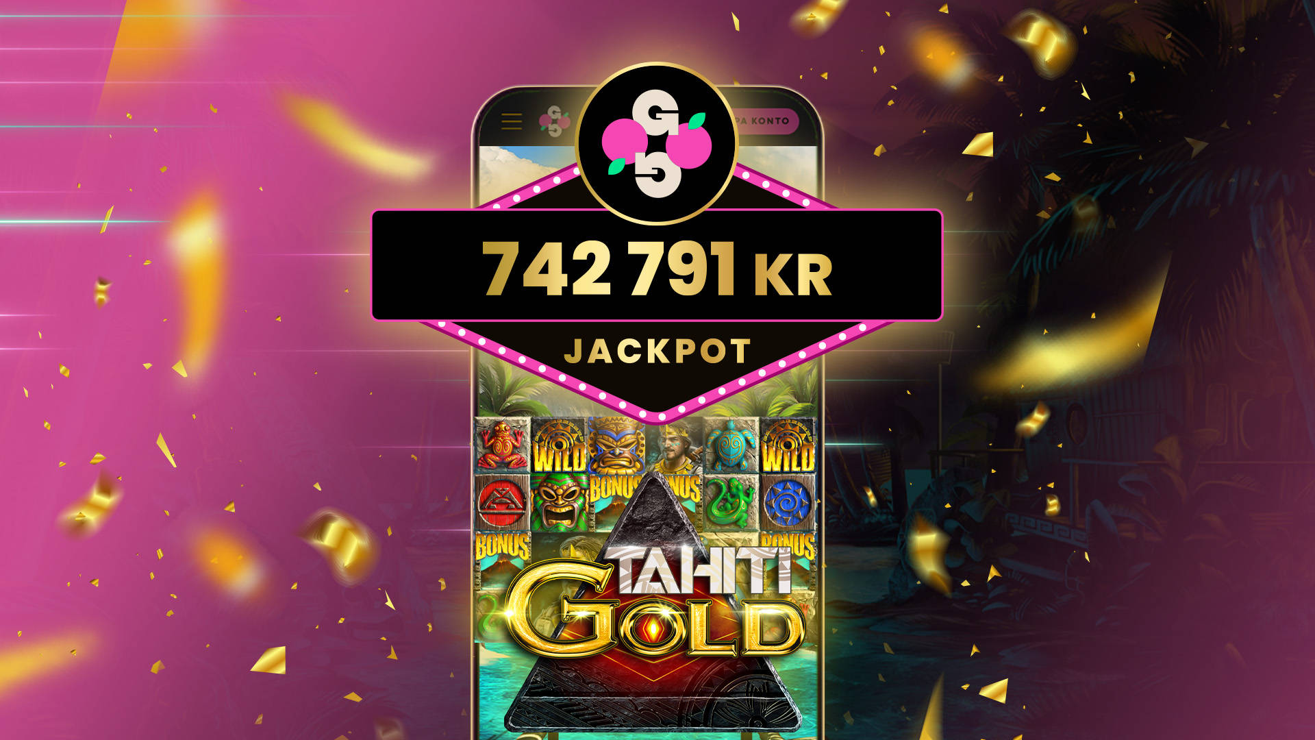 GoGojackpot vinst 742 791 kr på Tahiti gold.