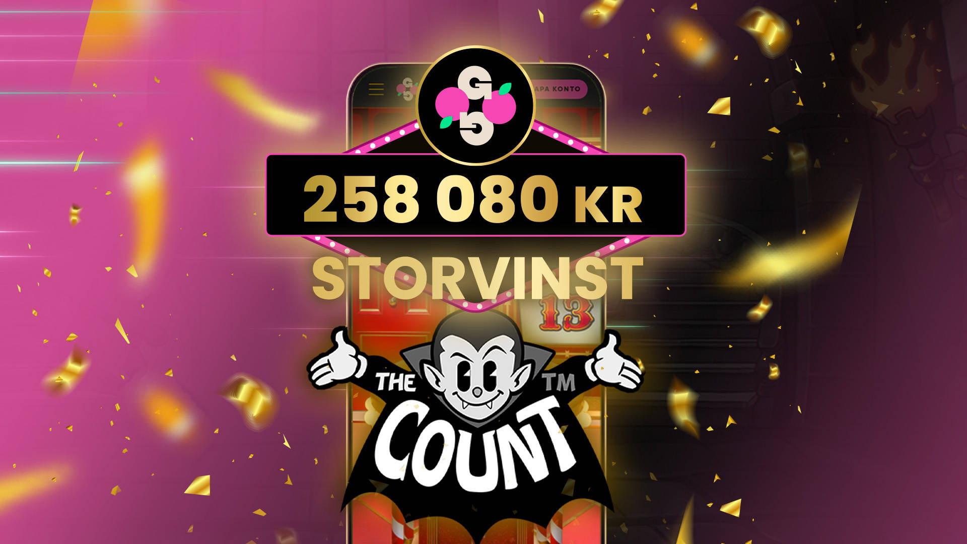 Storvinst på The Count som gav 258 080 kronor.
